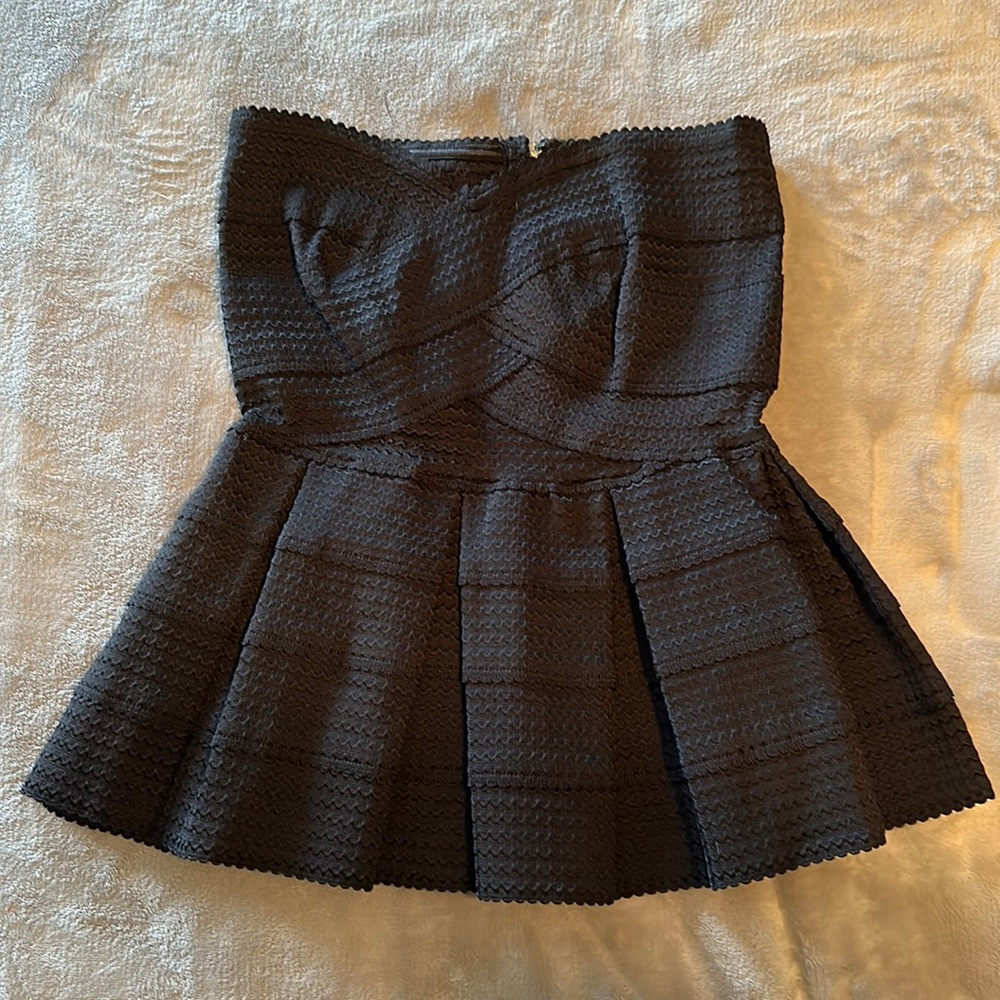 Honey Punch strapless black top